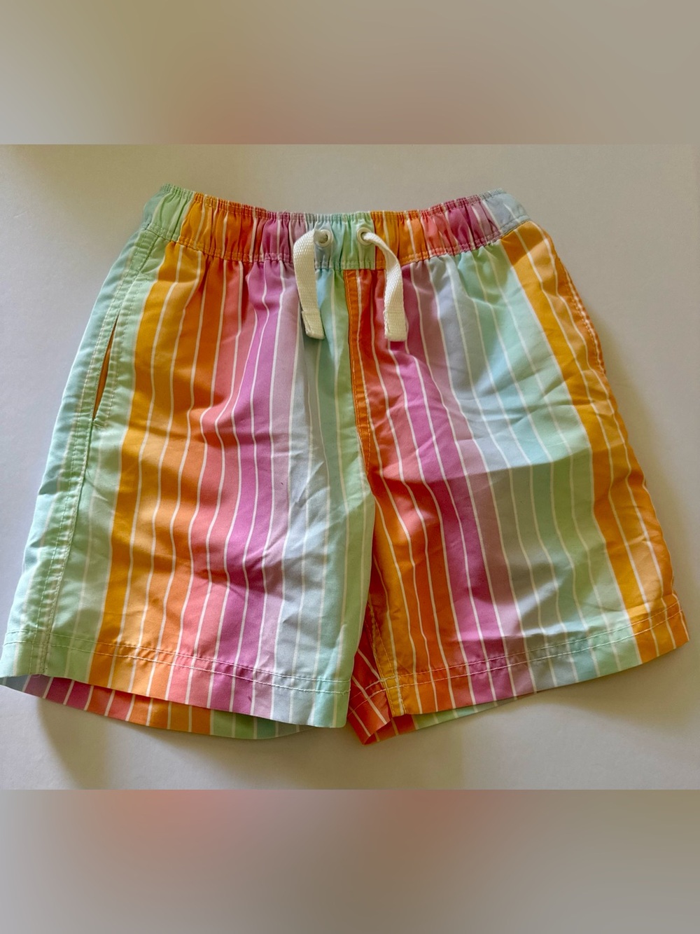 Boys 5 Hanna Andersson lined swim trunks NWOT ombré orange pink teal blue
